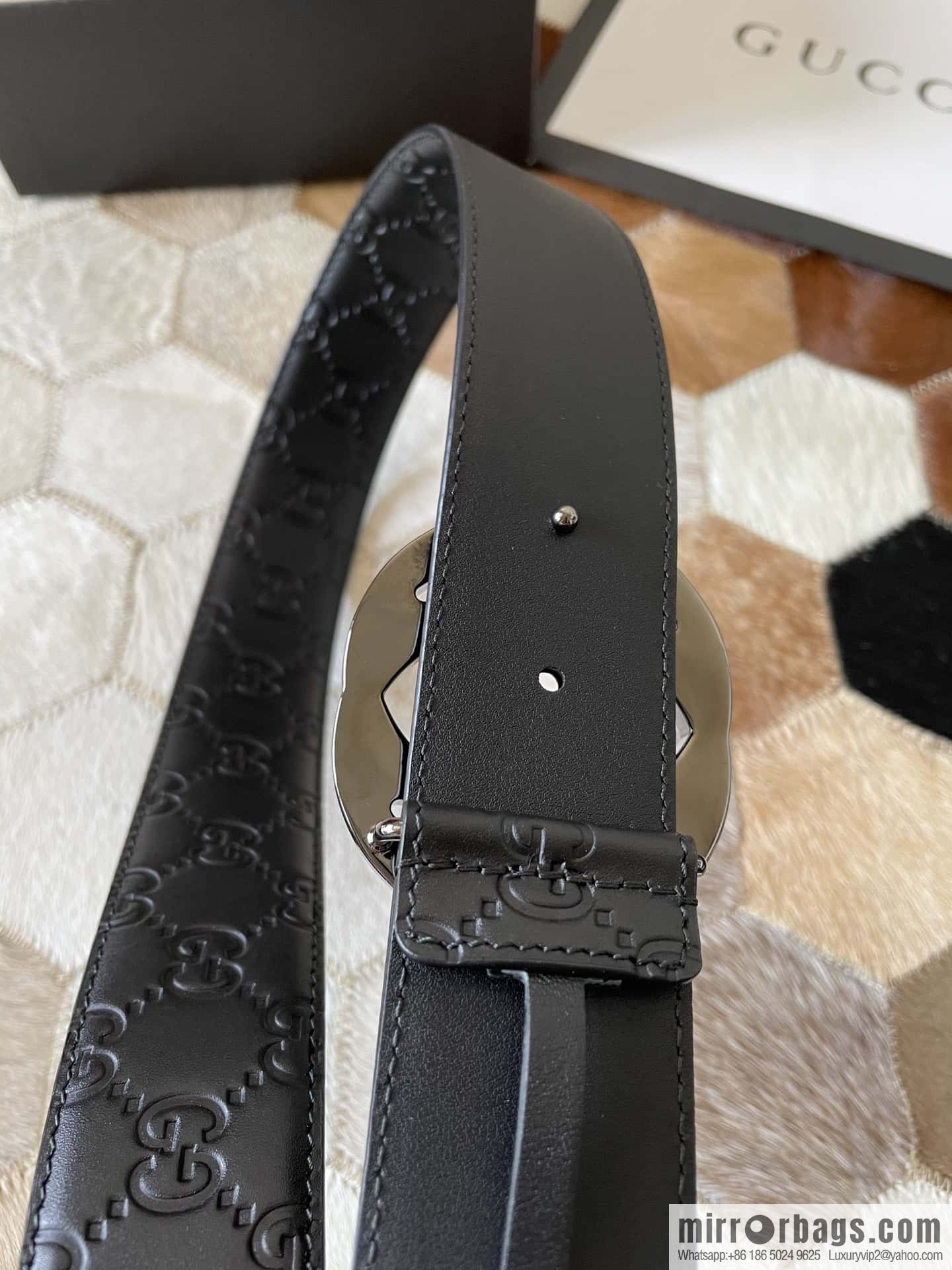 Gucci/Gucci Men's Interlocking Double G Metal Buckle Belt