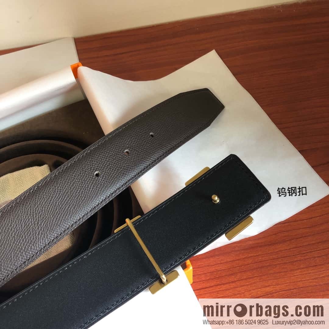 Hermes Hermes, men's 3.8cm tungsten steel metal buckle, palm pattern cowhide belt