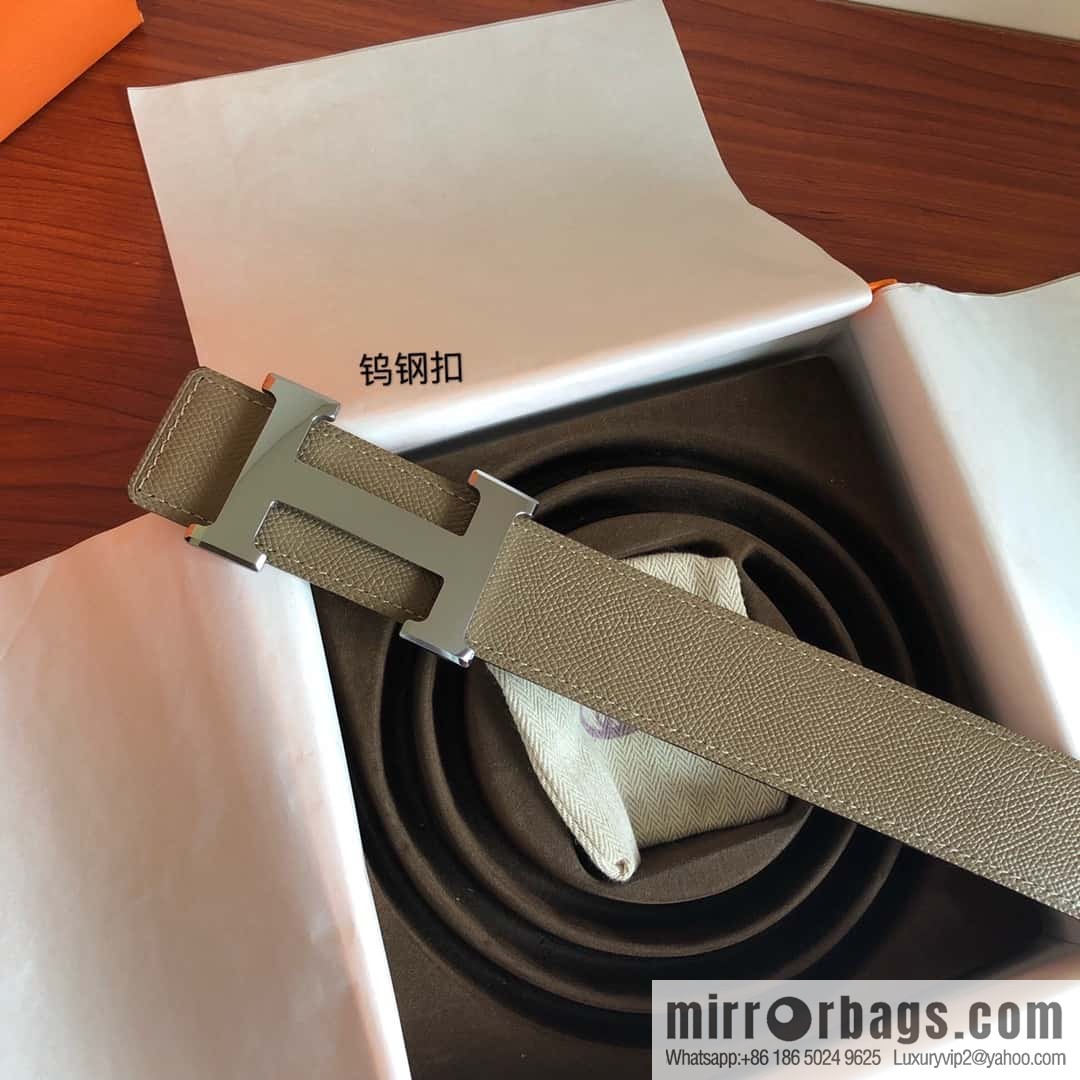 Hermes Hermes, men's 3.8cm tungsten steel metal buckle, palm pattern cowhide belt