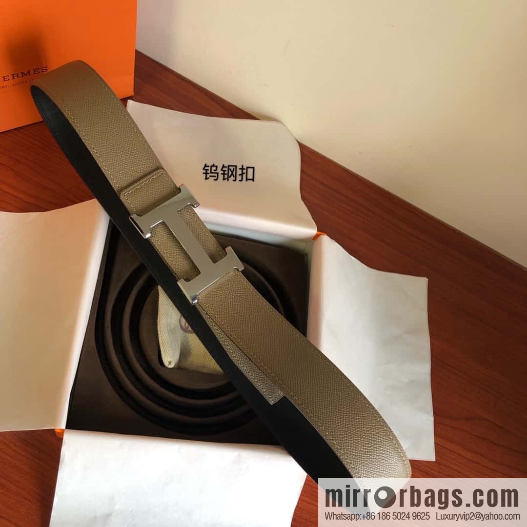 Hermes Hermes, men's 3.8cm tungsten steel metal buckle, palm pattern cowhide belt