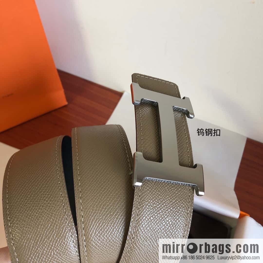 Hermes Hermes, men's 3.8cm tungsten steel metal buckle, palm pattern cowhide belt