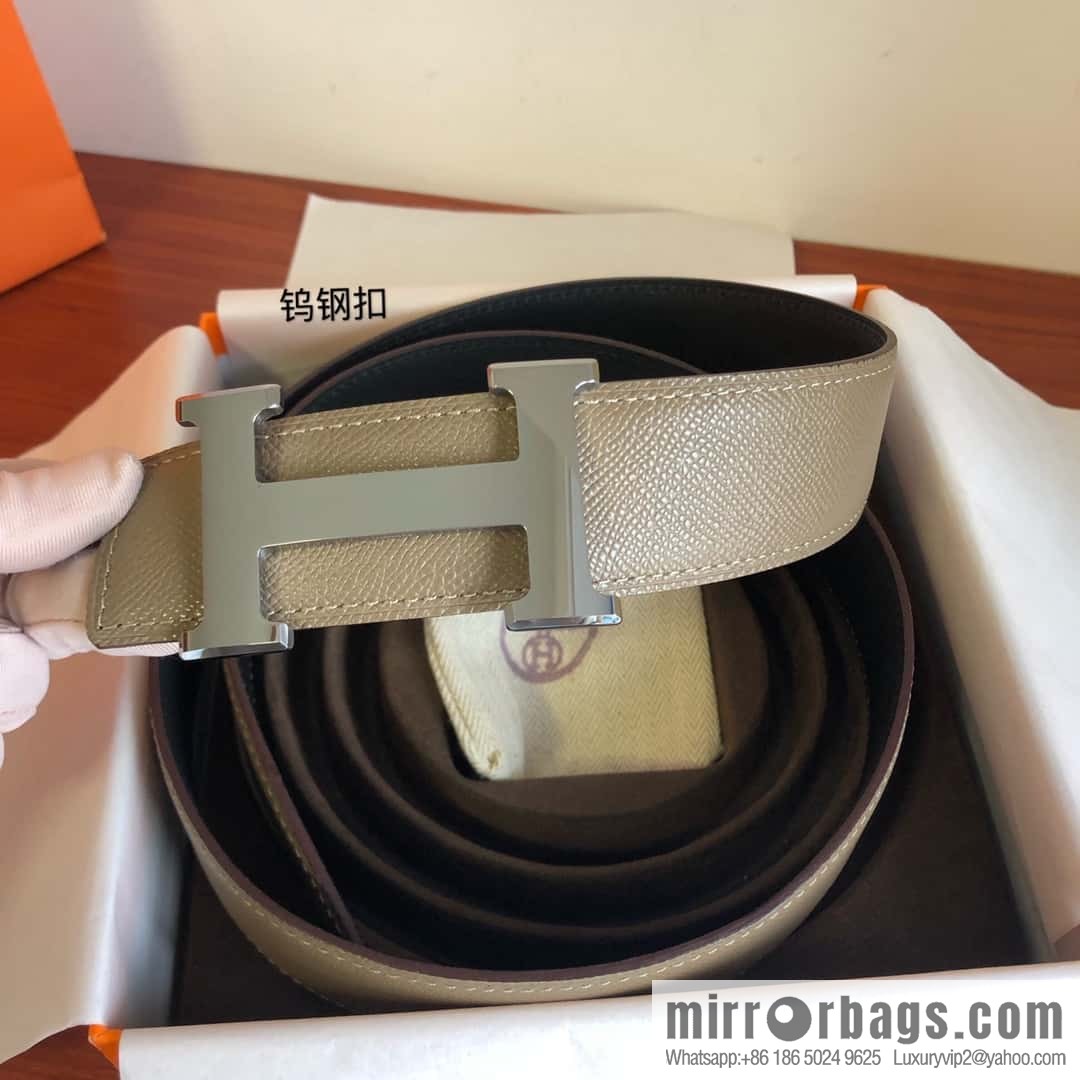 Hermes Hermes, men's 3.8cm tungsten steel metal buckle, palm pattern cowhide belt