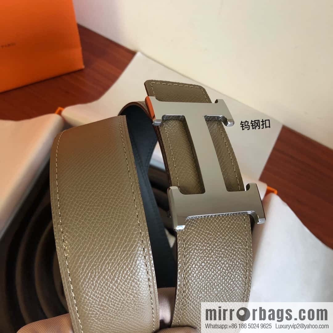 Hermes Hermes, men's 3.8cm tungsten steel metal buckle, palm pattern cowhide belt