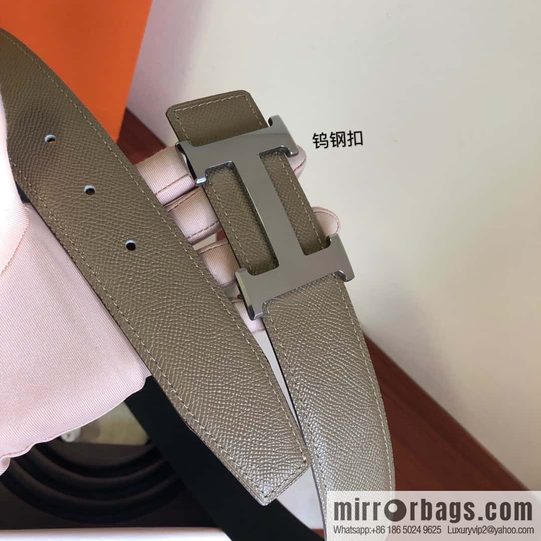 Hermes Hermes, men's 3.8cm tungsten steel metal buckle, palm pattern cowhide belt