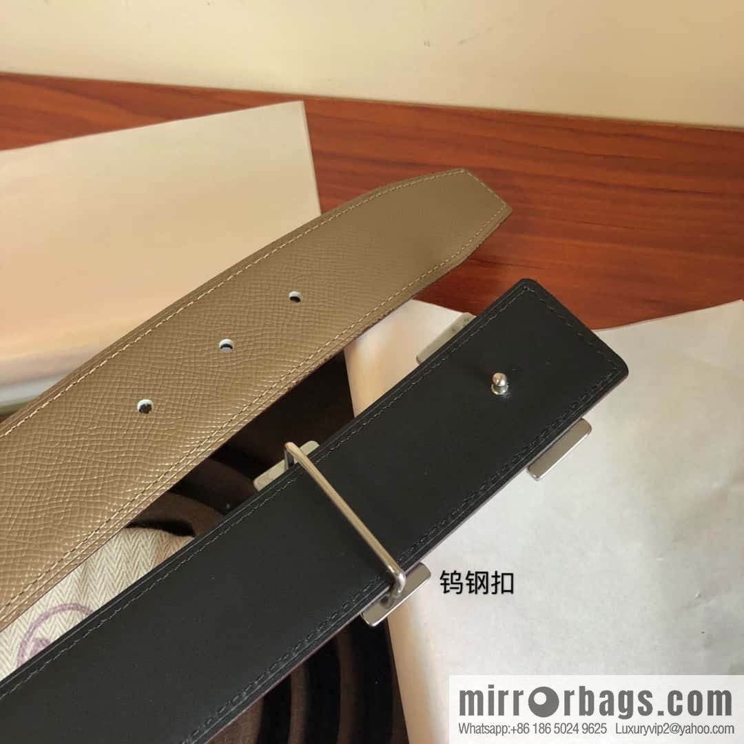 Hermes Hermes, men's 3.8cm tungsten steel metal buckle, palm pattern cowhide belt
