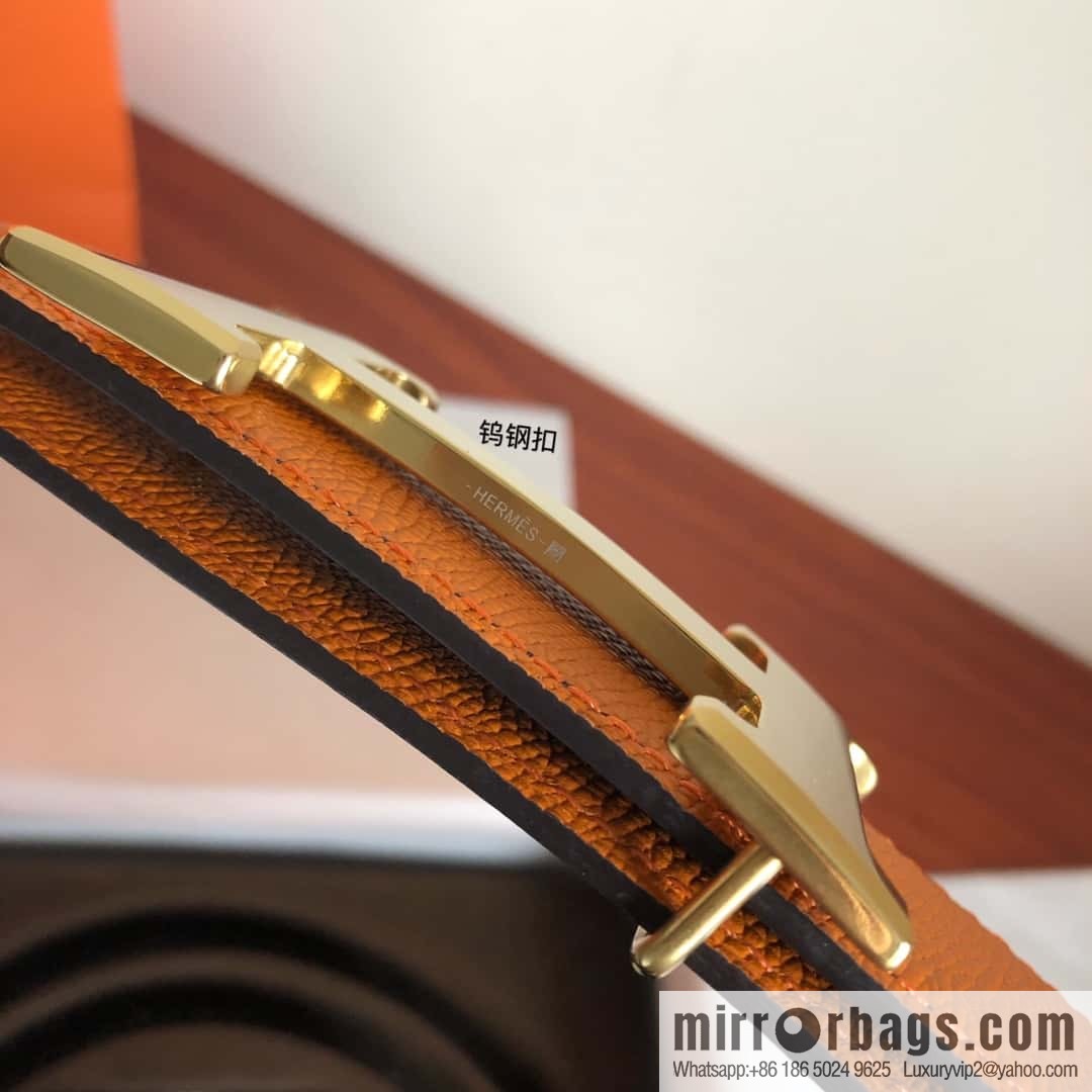 Hermes Hermes, men's 3.8cm tungsten steel metal buckle, palm pattern cowhide belt