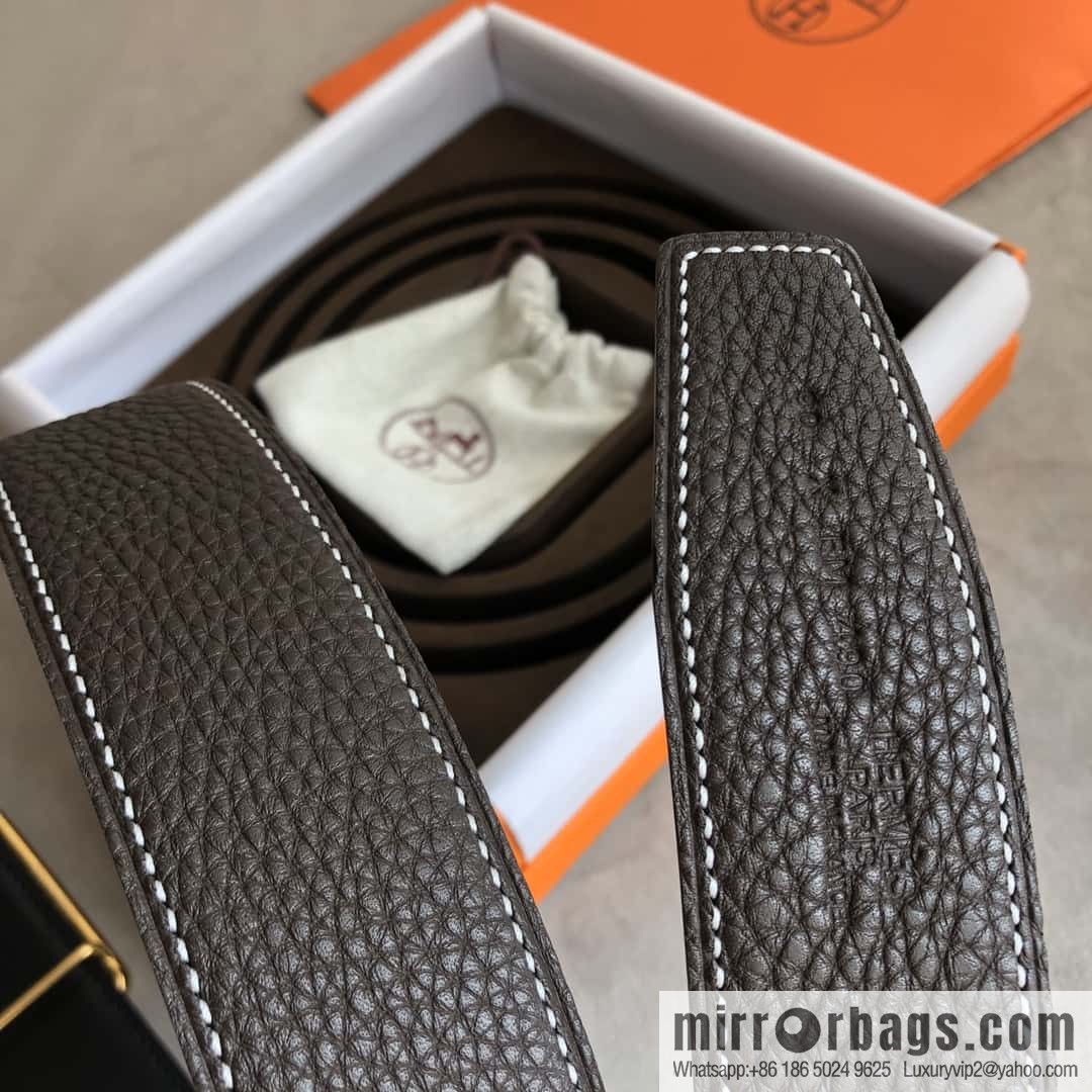 Hermes Hermes, double-sided original lychee with stainless steel inlaid diamond buckle belt 38mm