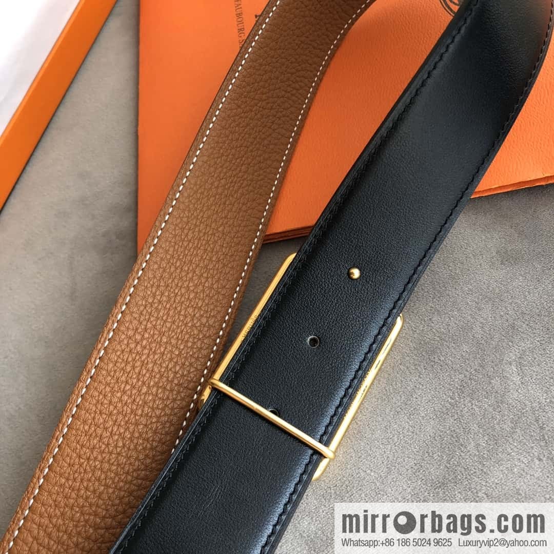 Hermes Hermes, double-sided original lychee with stainless steel inlaid diamond buckle belt 38mm