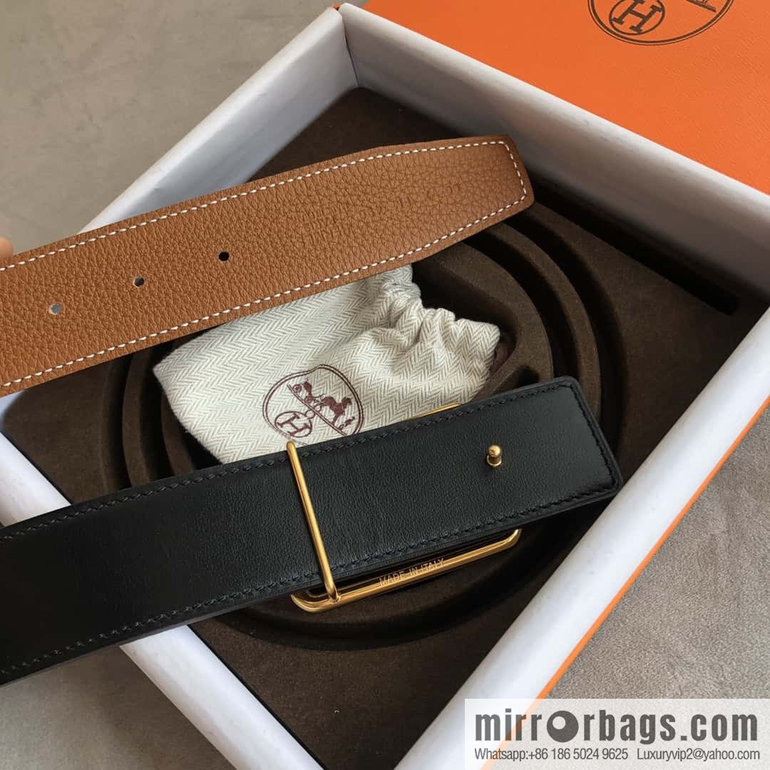 Hermes Hermes, double-sided original lychee with stainless steel inlaid diamond buckle belt 38mm