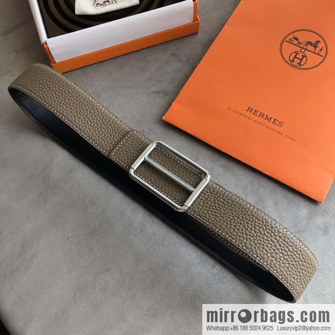 Hermes Hermes, double-sided original lychee with stainless steel inlaid diamond buckle belt 38mm