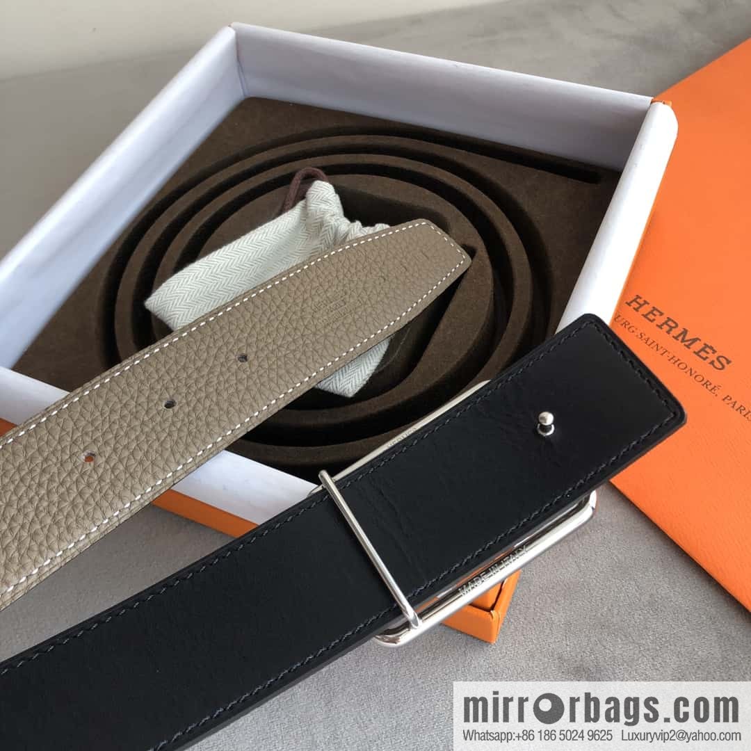 Hermes Hermes, double-sided original lychee with stainless steel inlaid diamond buckle belt 38mm