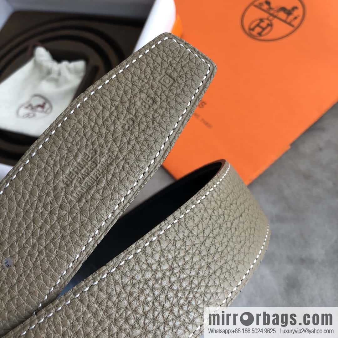 Hermes Hermes, double-sided original lychee with stainless steel inlaid diamond buckle belt 38mm