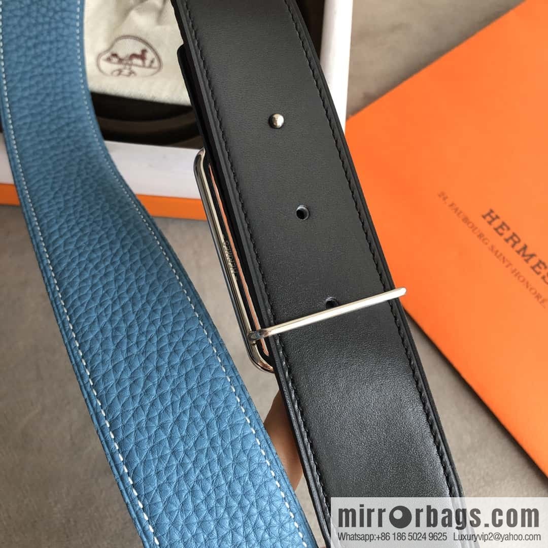 Hermes Hermes, double-sided original lychee with stainless steel inlaid diamond buckle belt 38mm