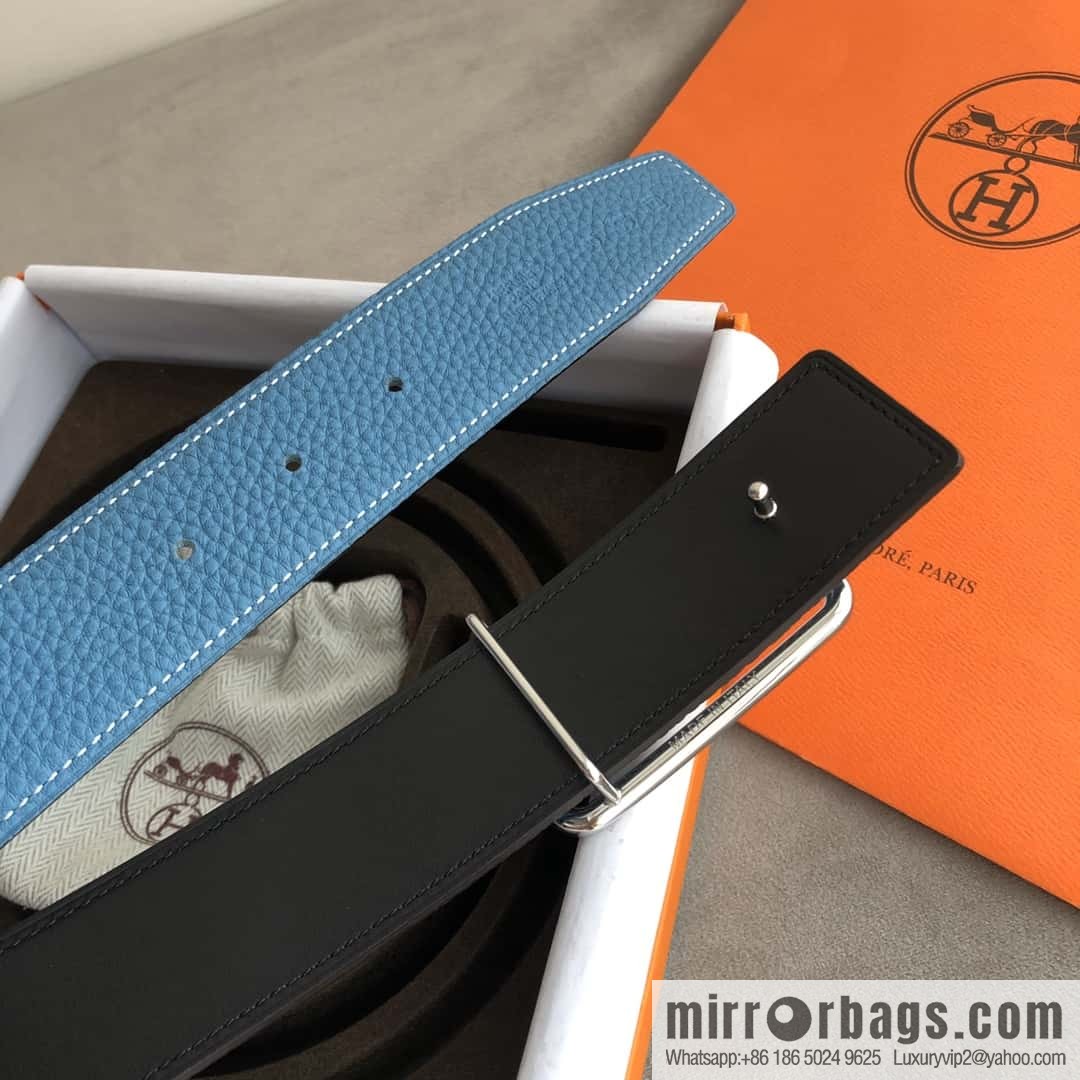 Hermes Hermes, double-sided original lychee with stainless steel inlaid diamond buckle belt 38mm