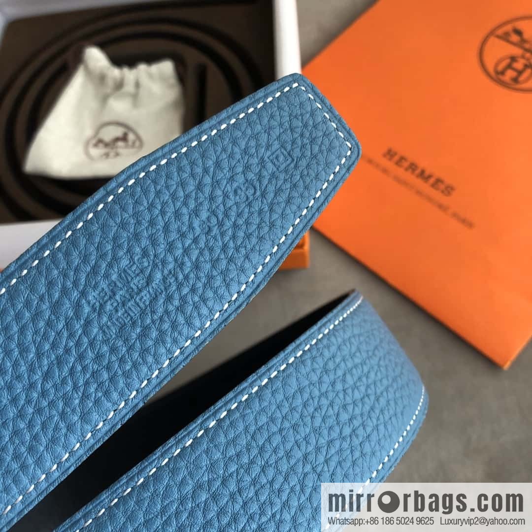 Hermes Hermes, double-sided original lychee with stainless steel inlaid diamond buckle belt 38mm