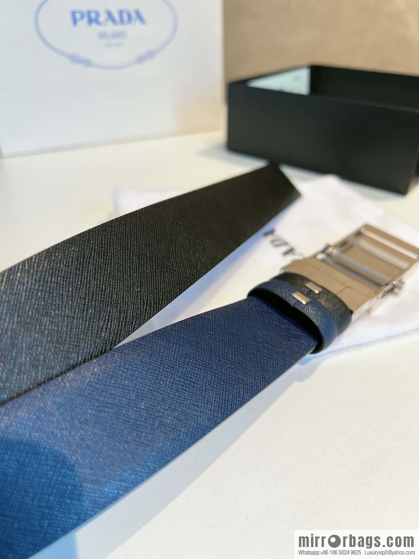 Prada, with pulley-type metal buckle men's belt 3.5cm