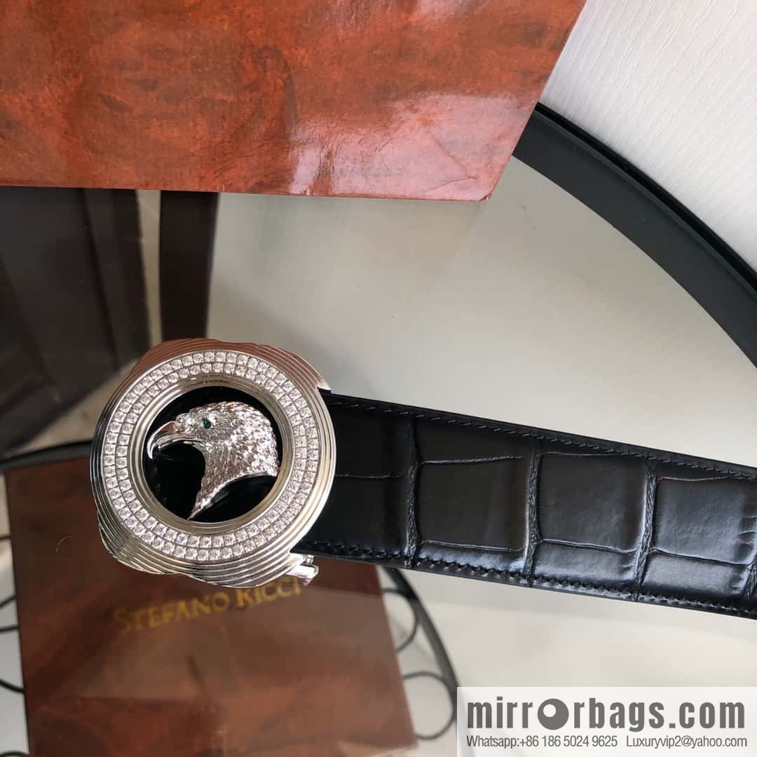 Stefano Ricci Stephen, Eagle Head with Diamond Buckle Inner Buckle 3.5cm Alligator Belt