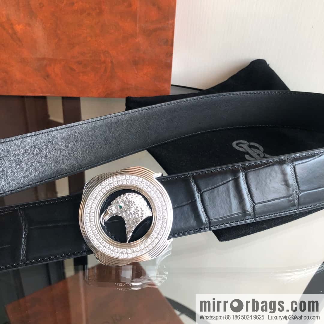 Stefano Ricci Stephen, Eagle Head with Diamond Buckle Inner Buckle 3.5cm Alligator Belt