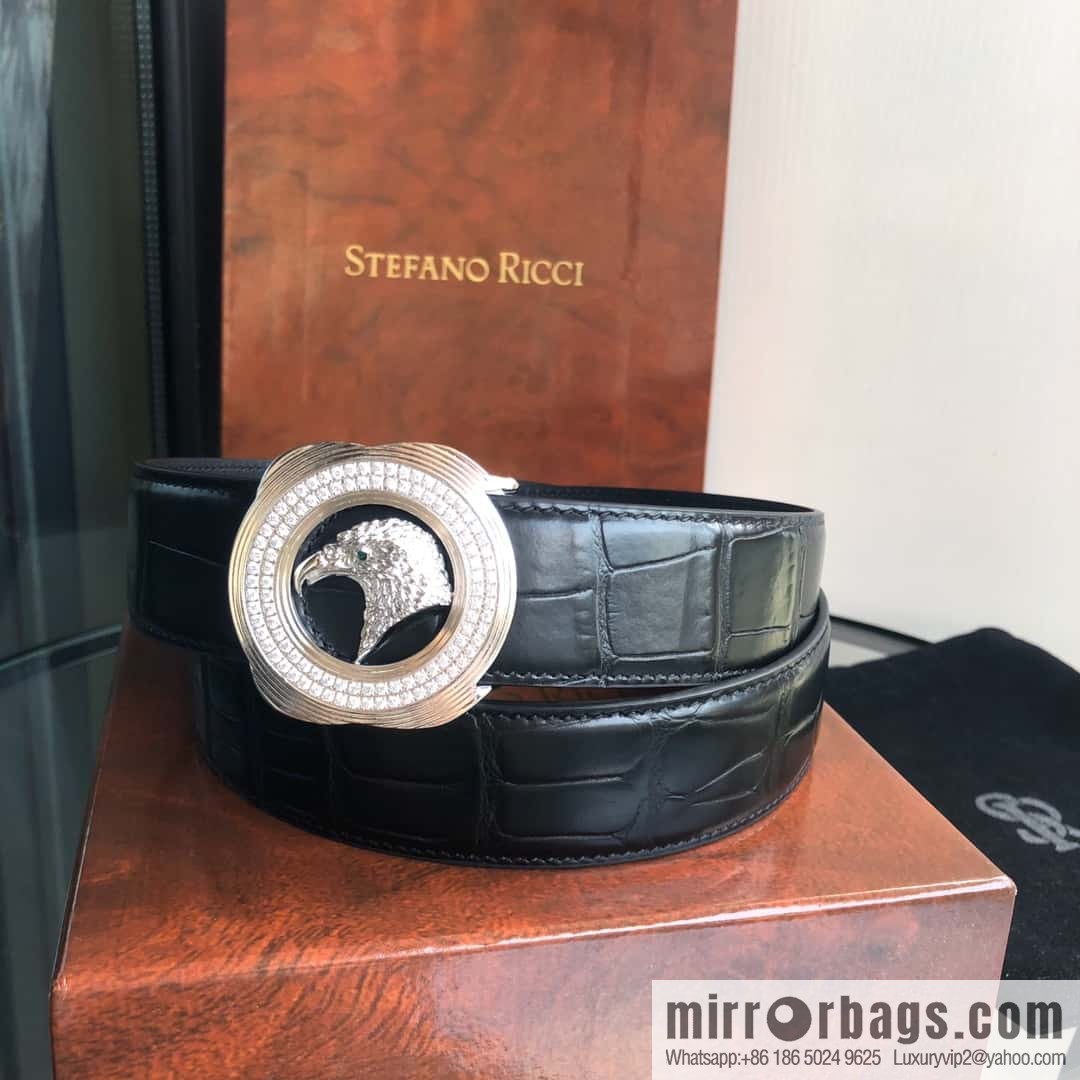 Stefano Ricci Stephen, Eagle Head with Diamond Buckle Inner Buckle 3.5cm Alligator Belt