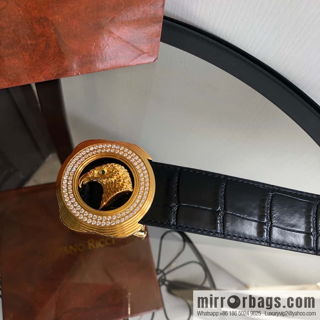 Stefano Ricci Stephen, Eagle Head with Diamond Buckle Inner Buckle 3.5cm Alligator Belt