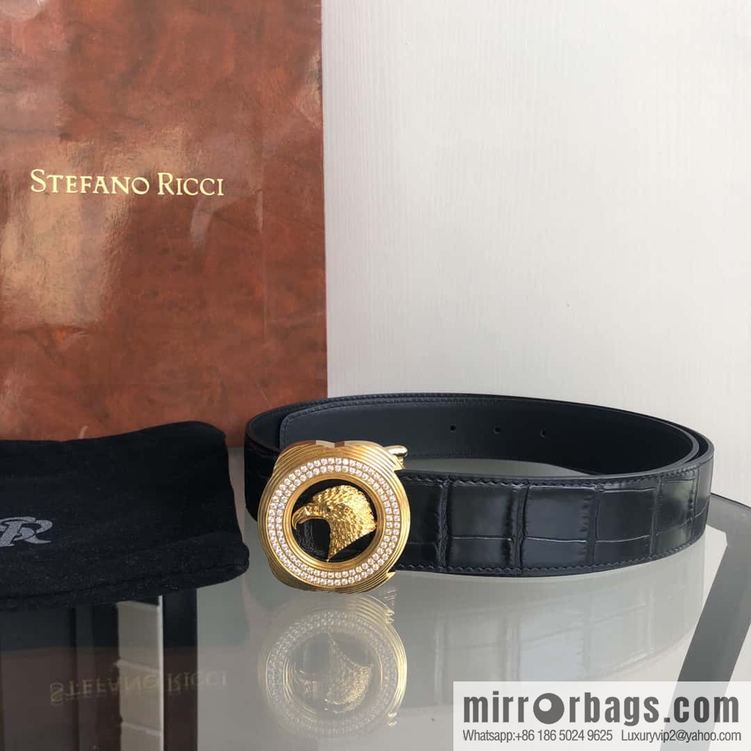 Stefano Ricci Stephen, Eagle Head with Diamond Buckle Inner Buckle 3.5cm Alligator Belt