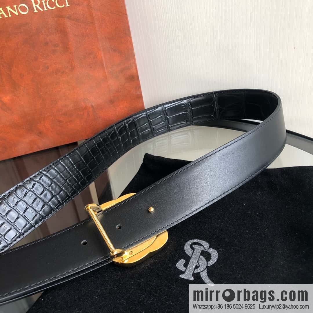Stefano Ricci Stephen, Eagle Head with Diamond Buckle Inner Buckle 3.5cm Alligator Belt