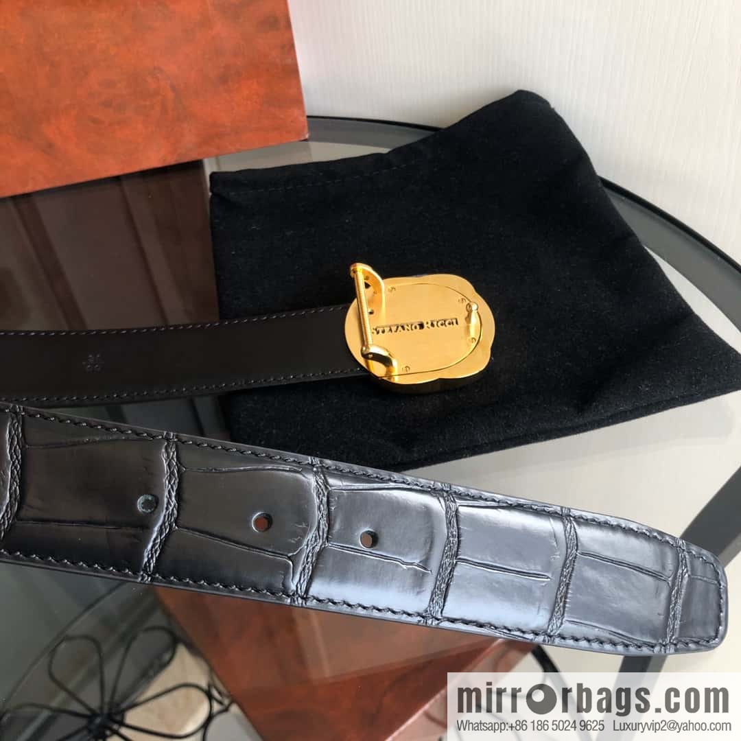 Stefano Ricci Stephen, Eagle Head with Diamond Buckle Inner Buckle 3.5cm Alligator Belt
