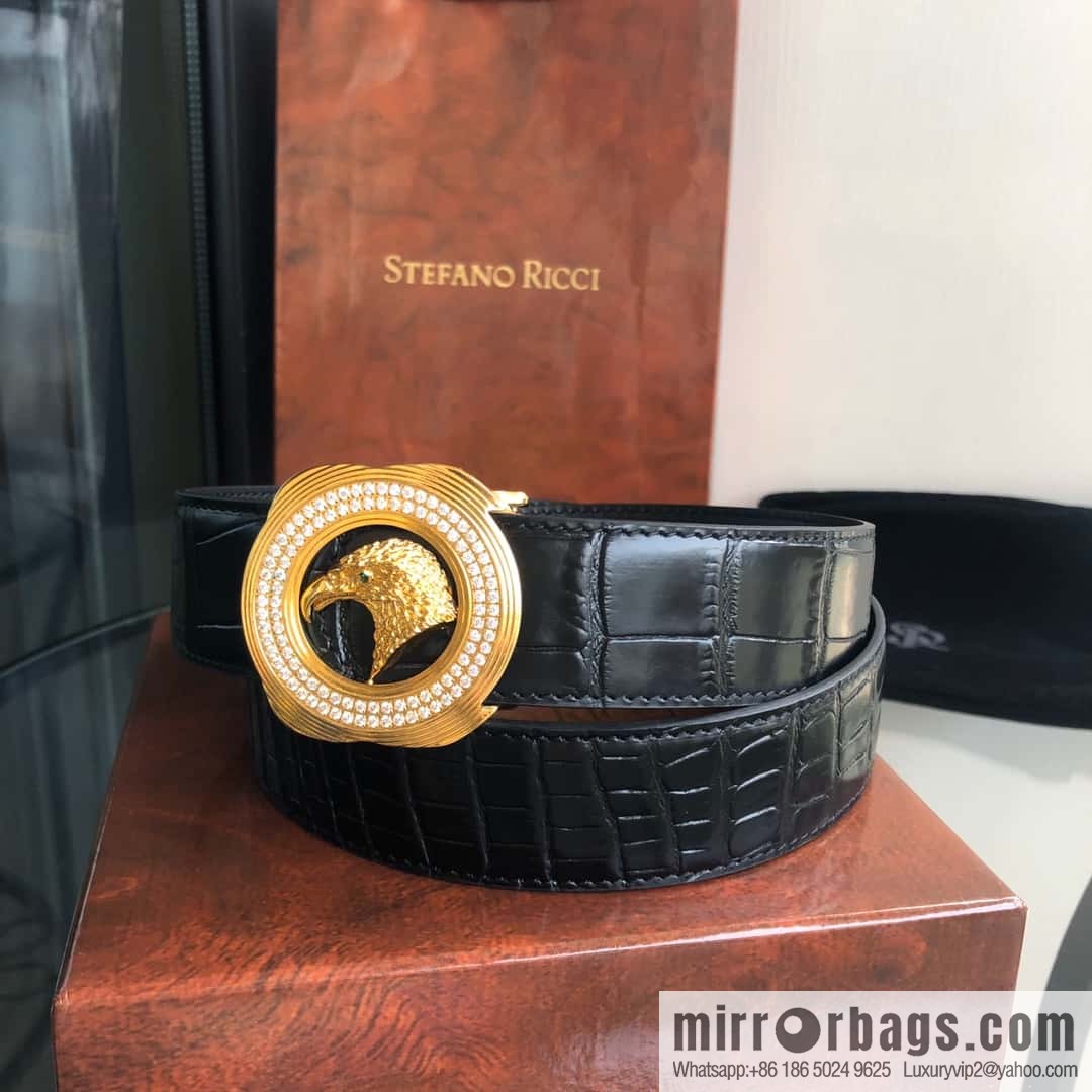 Stefano Ricci Stephen, Eagle Head with Diamond Buckle Inner Buckle 3.5cm Alligator Belt