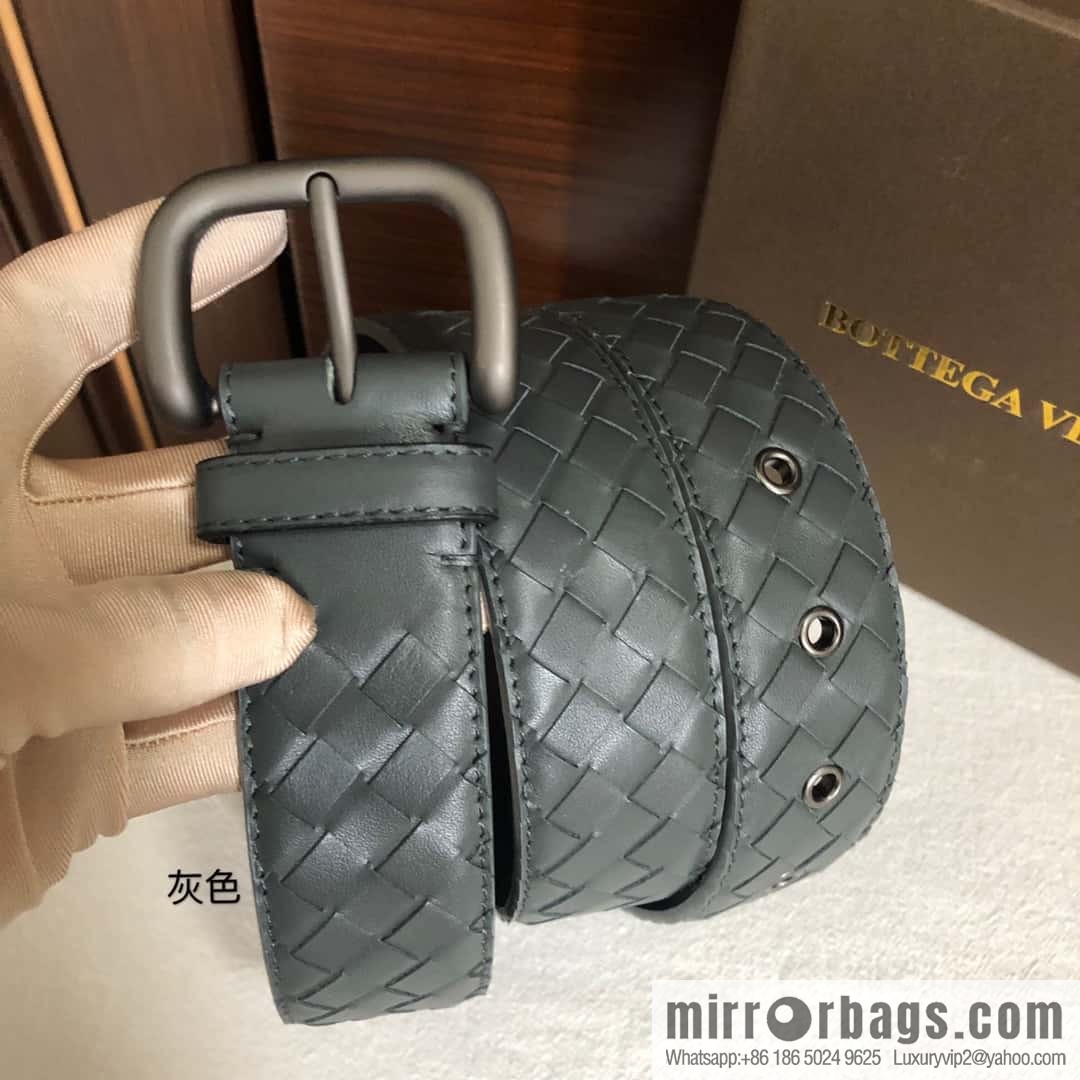 Bottega Veneta Butterfly Replica Luxury Handbag, top layer cowhide woven 3.8cm classic color pin buckle belt