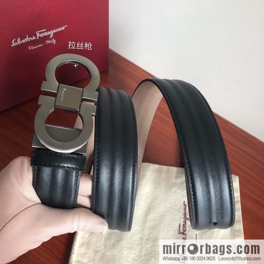Ferragamo Ferragamo, boutique 8-character counter version, metal buckle 3.5cm belt