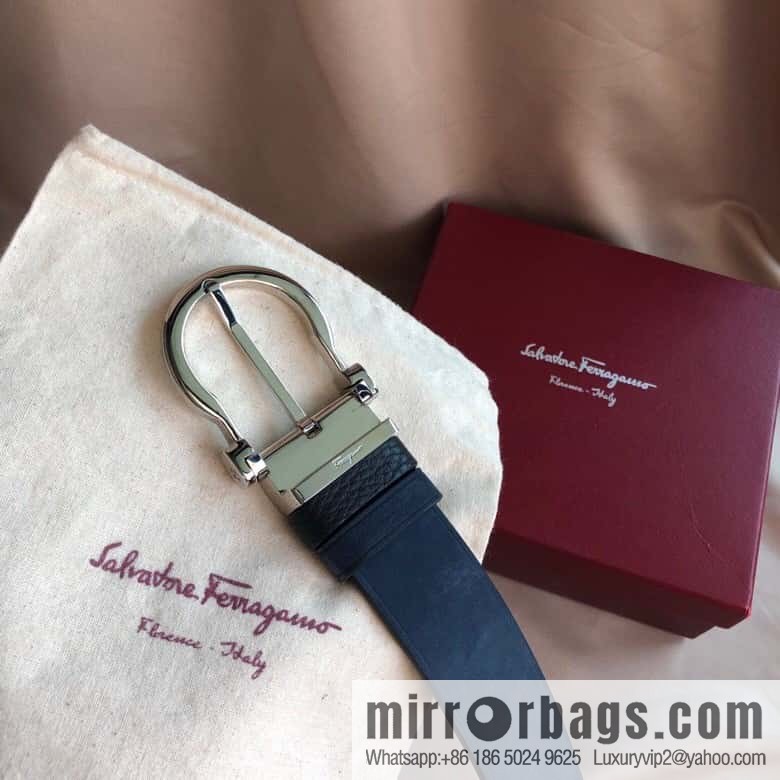Ferragamo Ferragamo 3.5cm imported suede color-changing leather with the first layer of swinging cowhide pin buckle belt