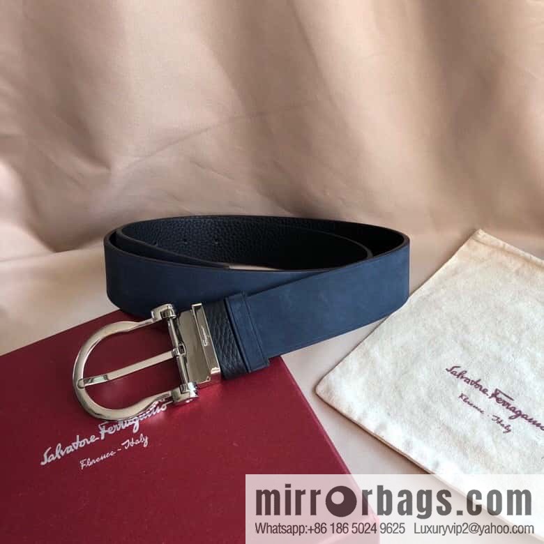 Ferragamo Ferragamo 3.5cm imported suede color-changing leather with the first layer of swinging cowhide pin buckle belt