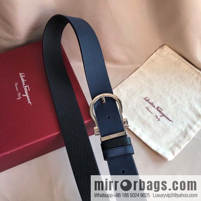 Ferragamo Ferragamo 3.5cm imported suede color-changing leather with the first layer of swinging cowhide pin buckle belt