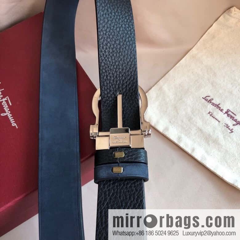 Ferragamo Ferragamo 3.5cm imported suede color-changing leather with the first layer of swinging cowhide pin buckle belt