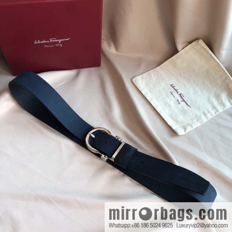 Ferragamo Ferragamo 3.5cm imported suede color-changing leather with the first layer of swinging cowhide pin buckle belt