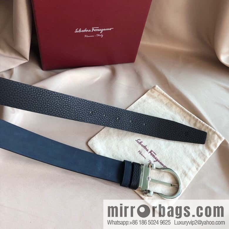 Ferragamo Ferragamo 3.5cm imported suede color-changing leather with the first layer of swinging cowhide pin buckle belt