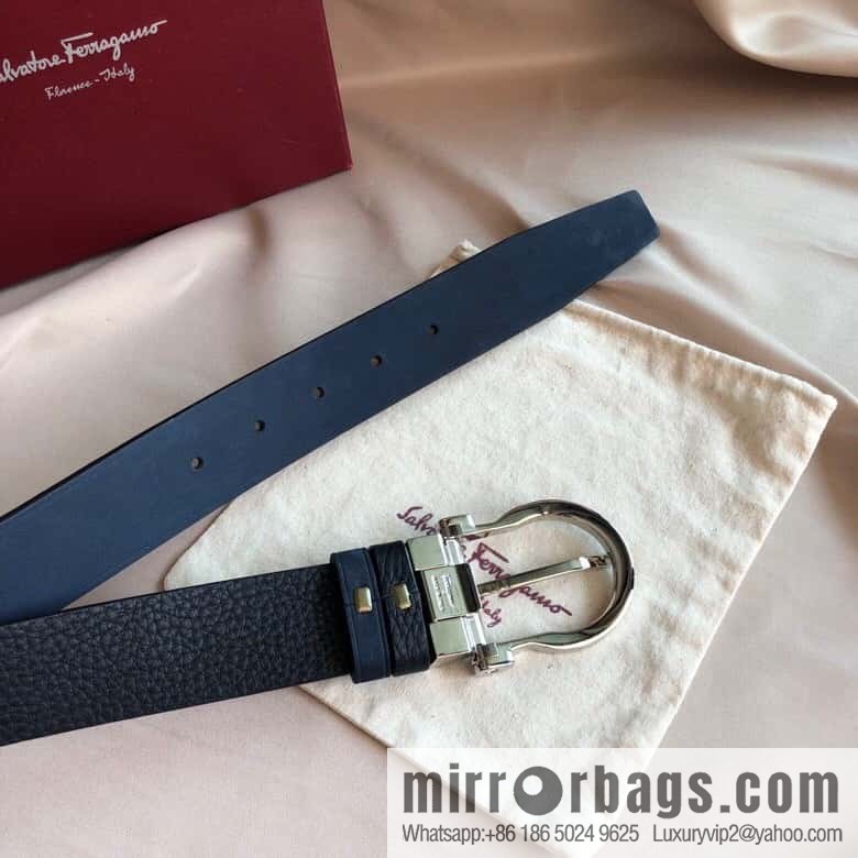 Ferragamo Ferragamo 3.5cm imported suede color-changing leather with the first layer of swinging cowhide pin buckle belt