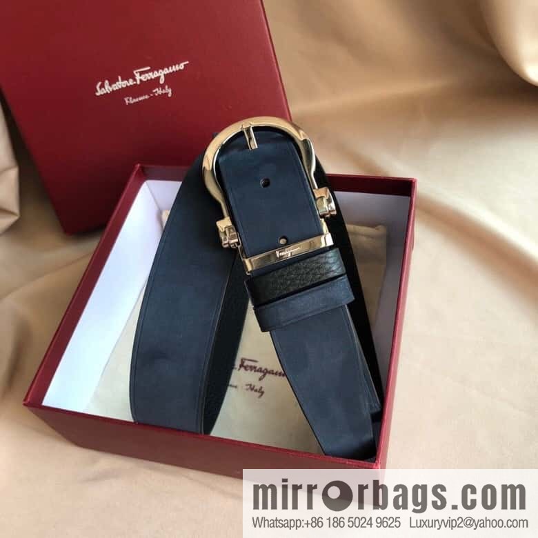 Ferragamo Ferragamo 3.5cm imported suede color-changing leather with the first layer of swinging cowhide pin buckle belt