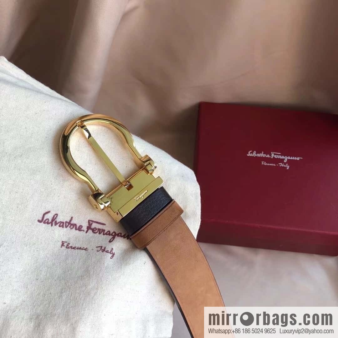 Ferragamo Ferragamo 3.5cm imported suede color-changing leather with the first layer of swinging cowhide pin buckle belt