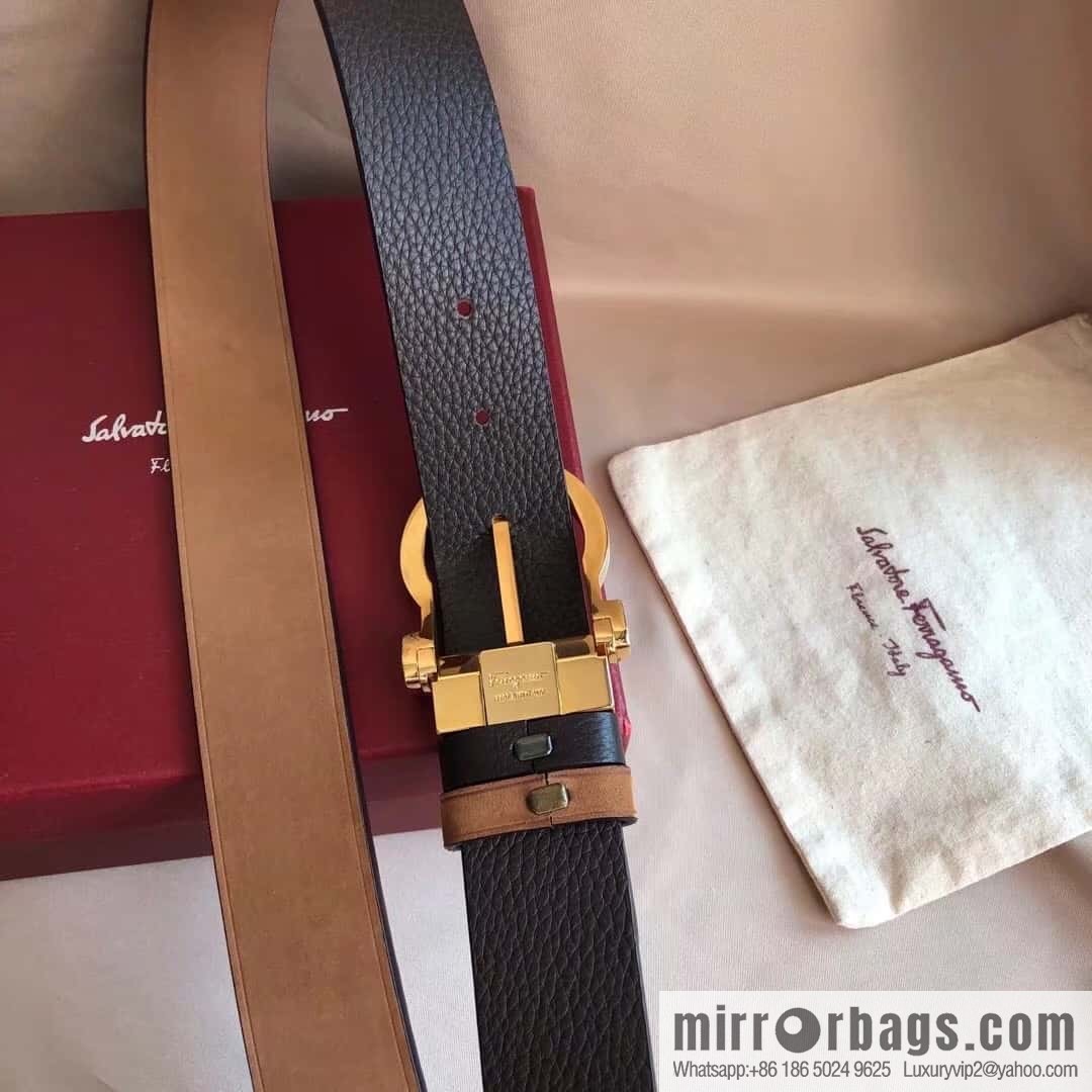 Ferragamo Ferragamo 3.5cm imported suede color-changing leather with the first layer of swinging cowhide pin buckle belt