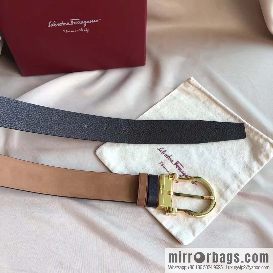 Ferragamo Ferragamo 3.5cm imported suede color-changing leather with the first layer of swinging cowhide pin buckle belt