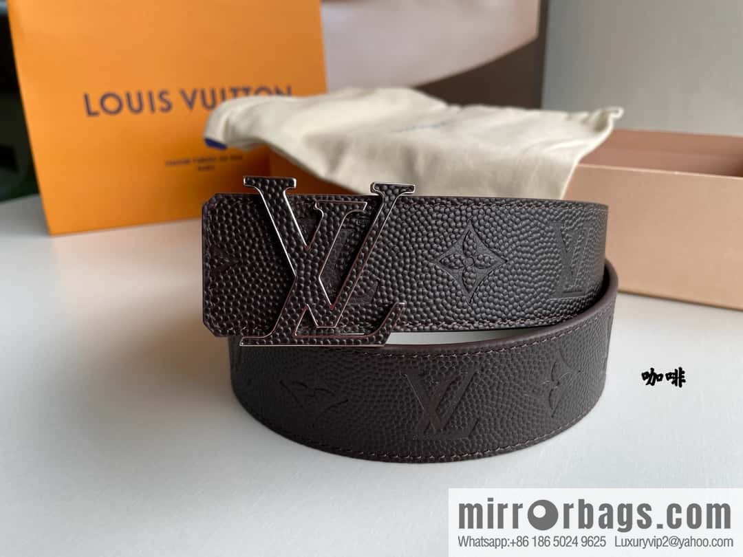 LV embossed presbyopia imported cowhide sticker metal buckle 4.0CM belt