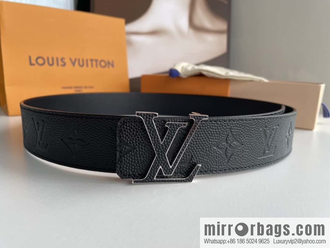 LV embossed presbyopia imported cowhide sticker metal buckle 4.0CM belt