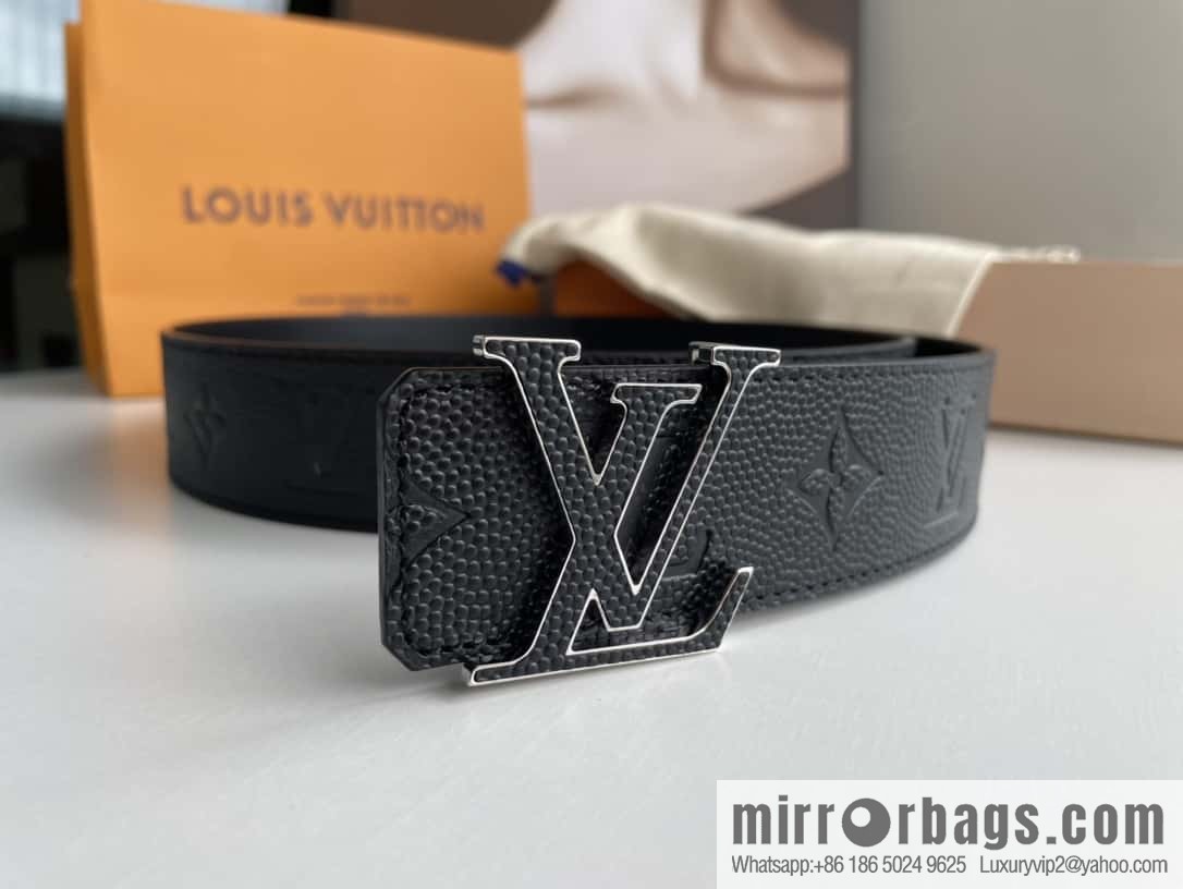 LV embossed presbyopia imported cowhide sticker metal buckle 4.0CM belt