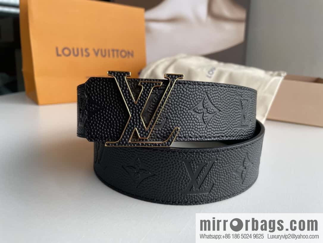 LV embossed presbyopia imported cowhide sticker metal buckle 4.0CM belt