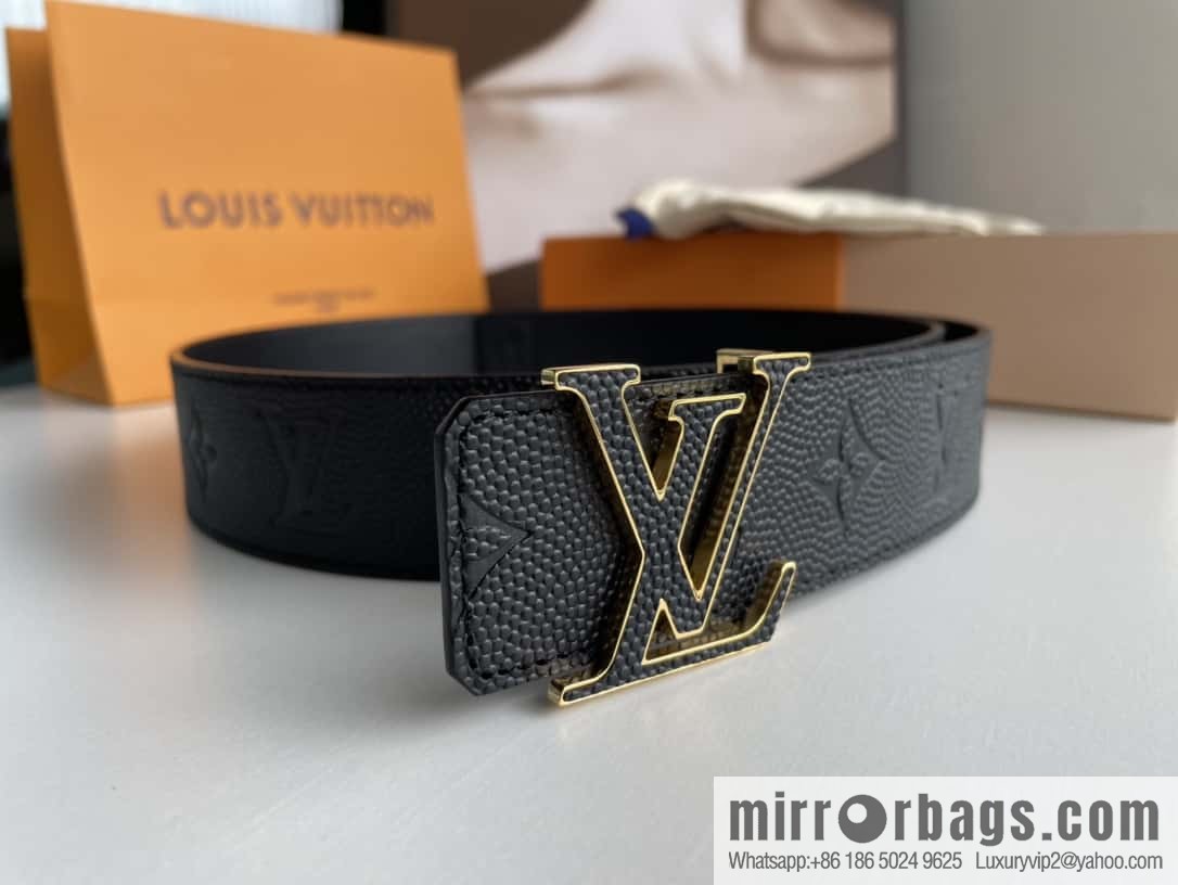 LV embossed presbyopia imported cowhide sticker metal buckle 4.0CM belt