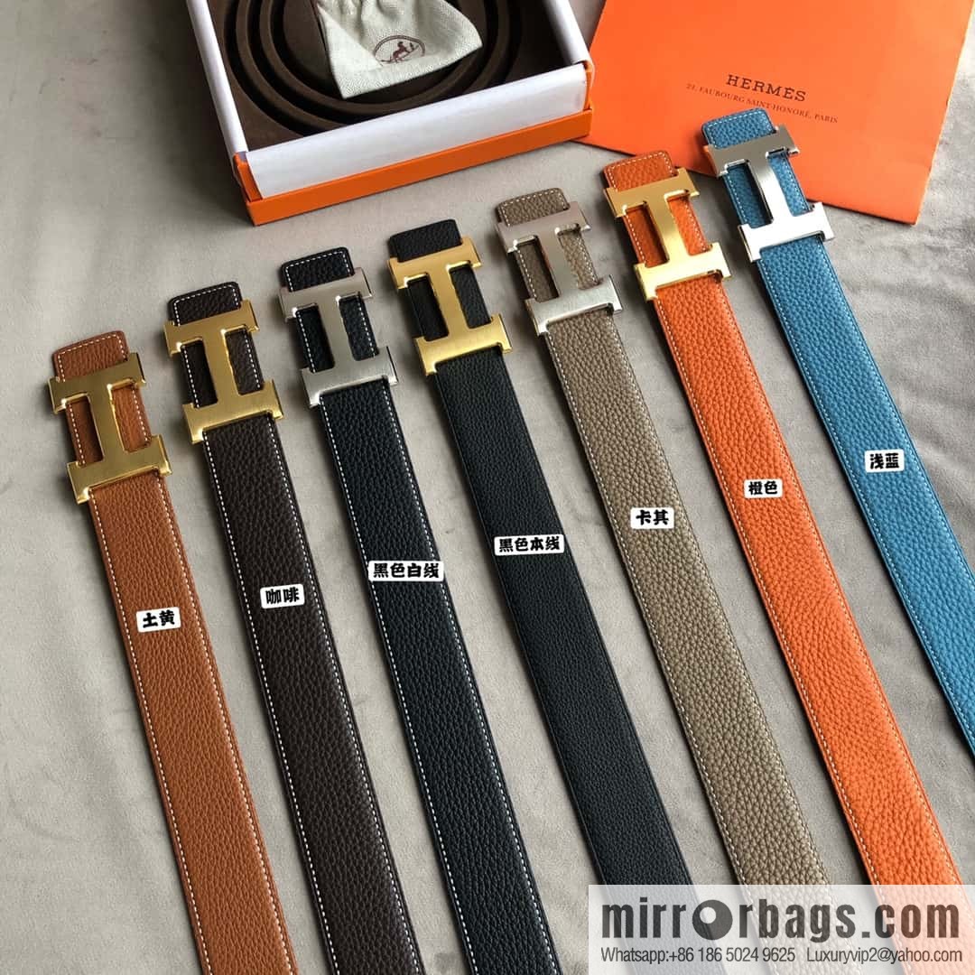 Hermes Hermes, men's 3.8cm classic stainless steel H solder joint metal buckle belt