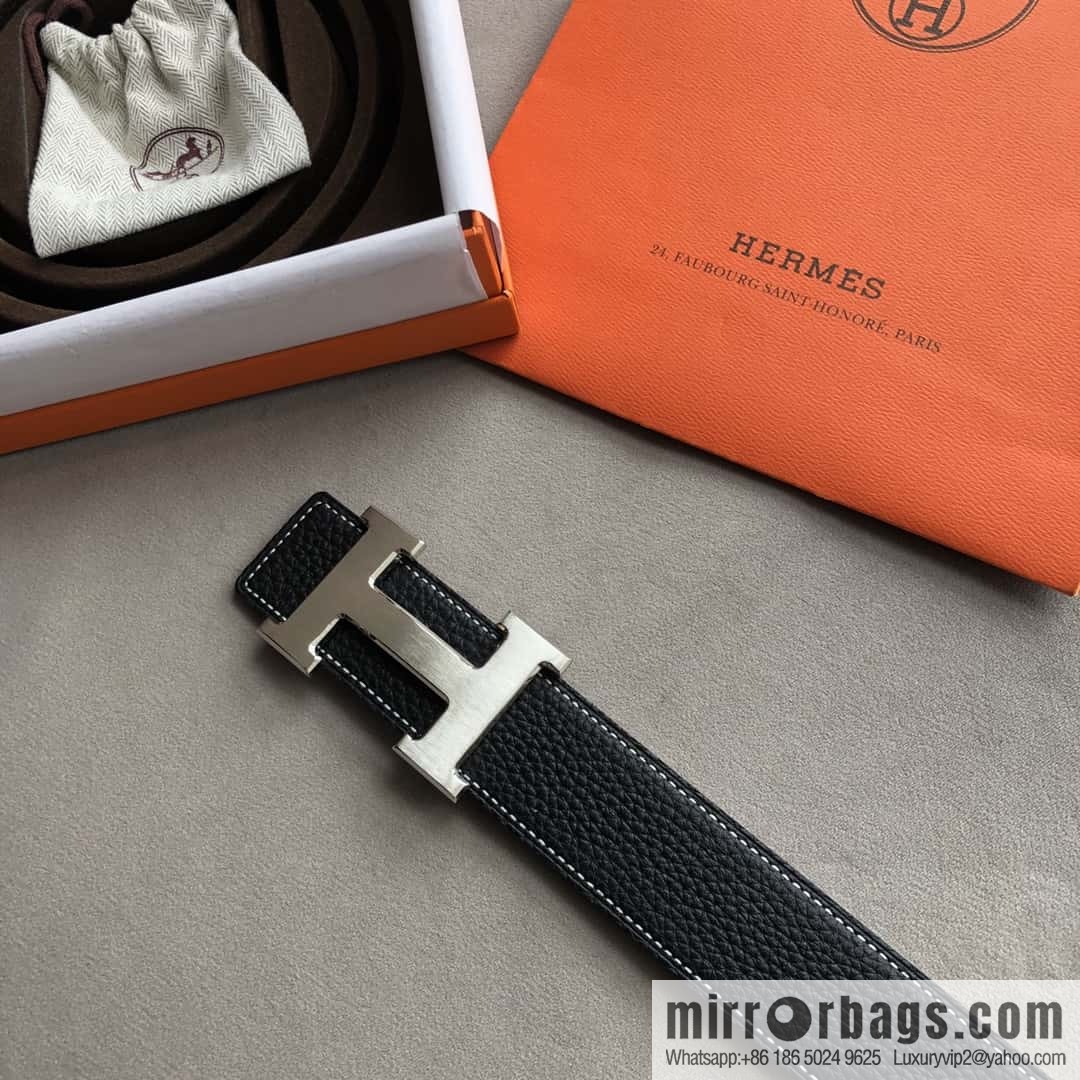 Hermes Hermes, men's 3.8cm classic stainless steel H solder joint metal buckle belt