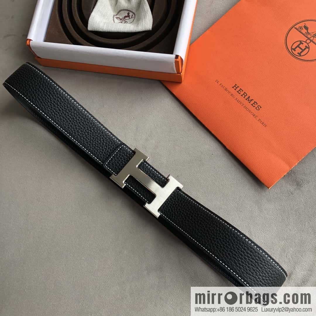 Hermes Hermes, men's 3.8cm classic stainless steel H solder joint metal buckle belt