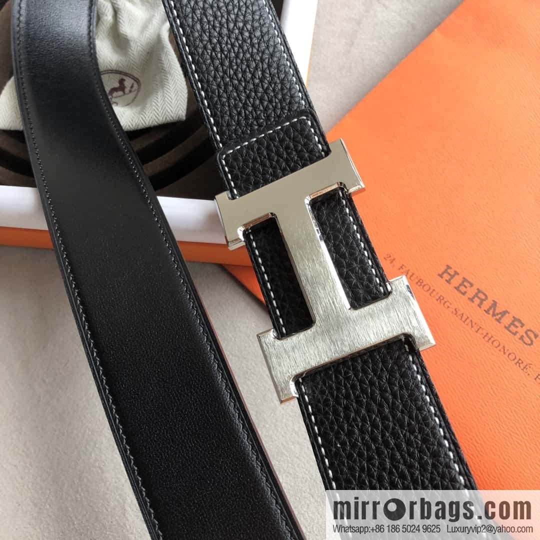 Hermes Hermes, men's 3.8cm classic stainless steel H solder joint metal buckle belt